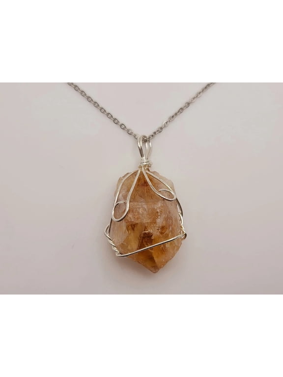 Natural Handmade Crystal Necklace Silver Raw Citrine Necklace