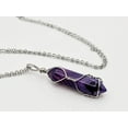 thumbnail image 1 of Natural Handmade Crystal Necklace Silver Tone Agate, Purple Agate,, 1 of 9