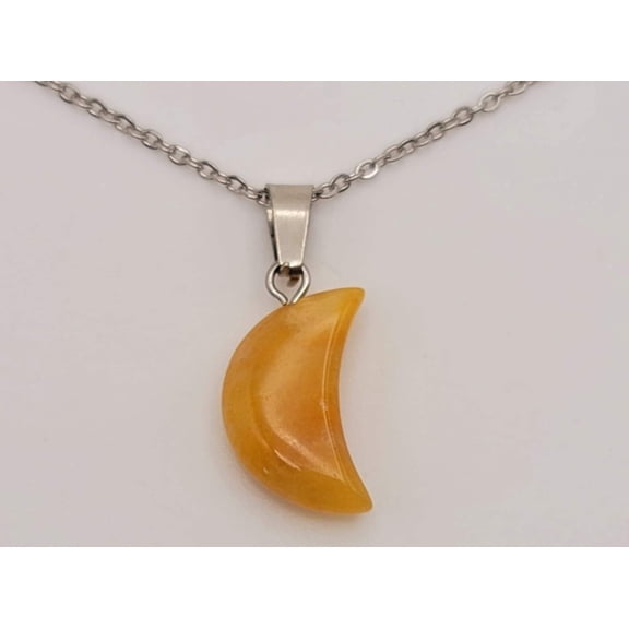 Natural Handmade Crystal Necklace Silver Tone Citrine Healing Crystal Moon Necklace