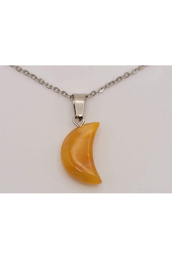 Natural Handmade Crystal Necklace Silver Tone Citrine Healing Crystal Moon Necklace