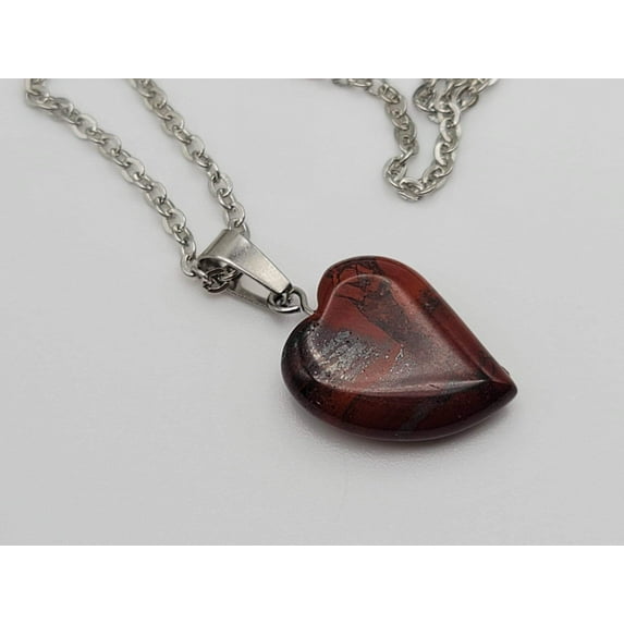 Natural Handmade Crystal Necklace Silver Tone Mahogany Obsidian Pendant Necklace