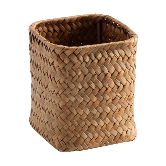 Natural Handmade Wicker Storage Basket-Round Straw Woven Flower Basket Organizer Holder,Small Decorative Picnic Basket For Bathroom, Kitchen, Bedroom, Home, Office Sundries Organizer