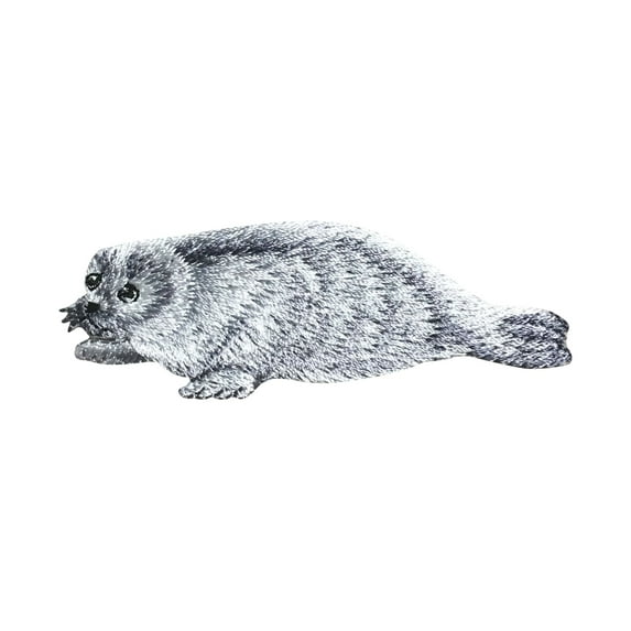 Natural Harp Seal - White/Gray - Ocean Animal - Iron on Applique/Embroidered Patch