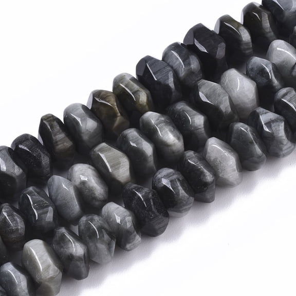 Natural Hawk's Eye Beads Strands Eagle Eye Stone Nuggets Faceted 9.5~11x6~7mm Hole: 1.2mm about 30~32pcs/strand 7.48 inch(19cm)