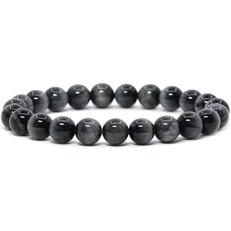 Natural Gemstone 8mm Round Bead Stretch Bracelet | 7 Inch Unisex Handmade Bracelet