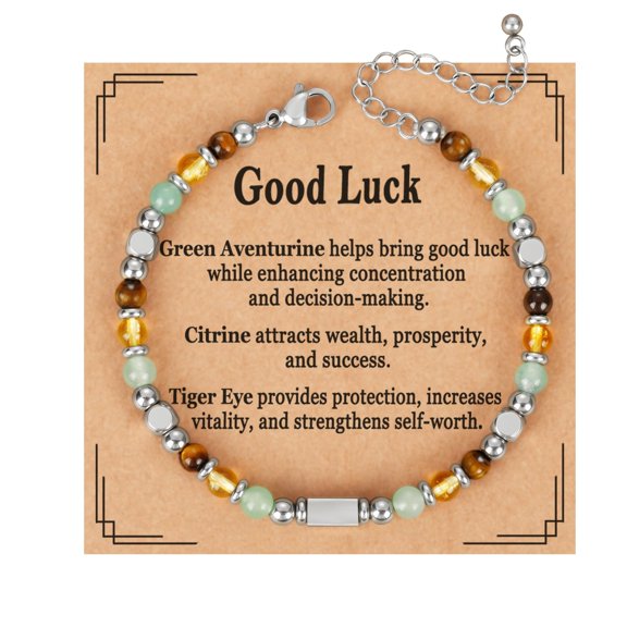 Natural Healing Crystal Bracelet for Women, Triple Protection Anxiety Relief New Beginnings Good Luck Empath Protection Jewelry, Gift for Friends Daughter Mom