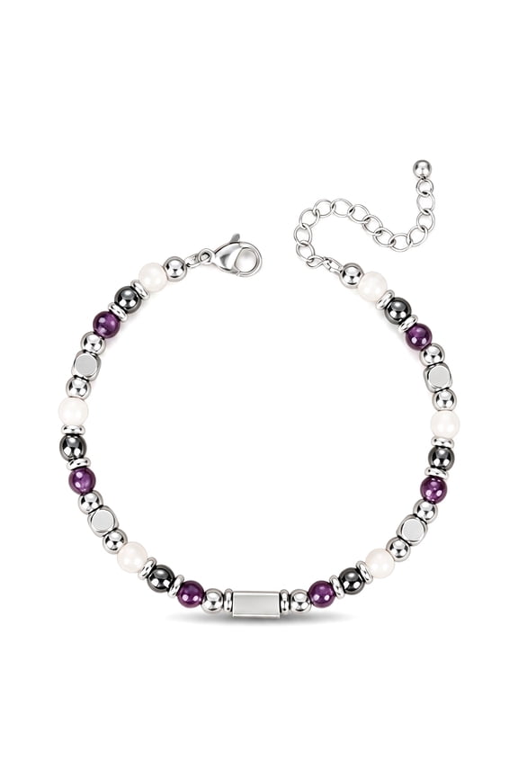Natural Healing Crystal Bracelet for Women, Triple Protection Anxiety Relief New Beginnings Good Luck Empath Protection Jewelry Gift for Friends Daughter Mom 6.5+1.8 Inches