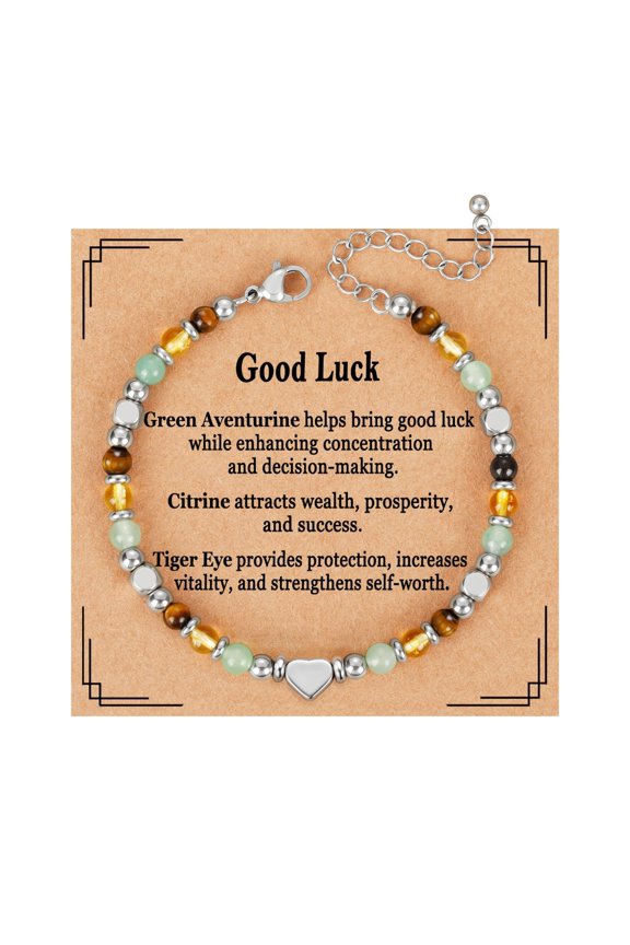 Natural Healing Crystal Bracelet for Women, Triple Protection Anxiety Relief Good Luck New Beginnings Empath Protection Jewelry Gift for Mom Friends