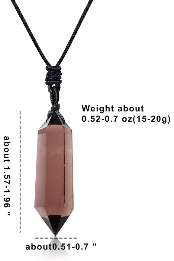 Natural Healing Crystal Double Pointed Pendants Natural Crystal Quartz Necklace 6 Faceted Chakra Crystal Wand Energy Stone Necklace Pendant Meditation Balance Reiki Gifts[o5346]