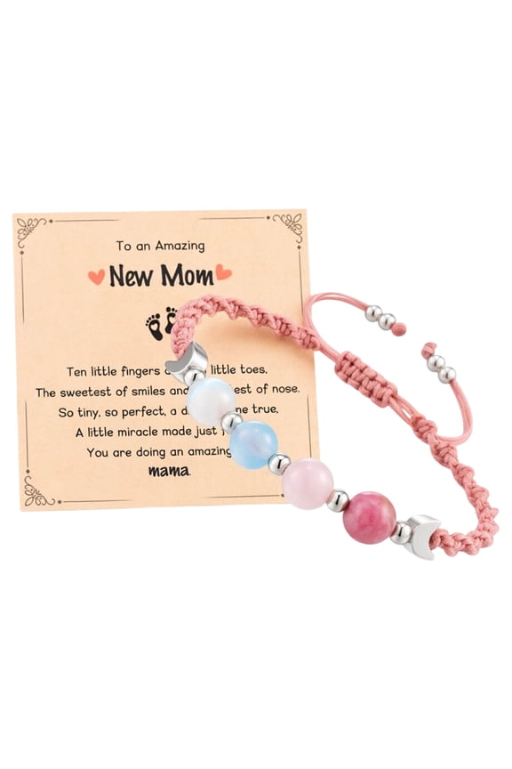 Natural Healing Moon Phase Crystal Bead Bracelet, Adjustable Calming Spiritual Accessory for Female Loved Ones