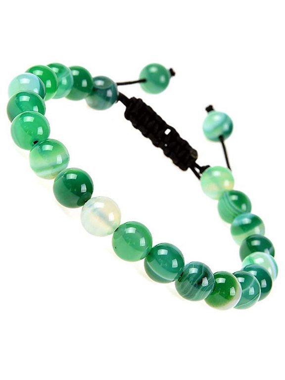 Natural Healing Power Gemstone Crystal Beads Unisex Adjustable Macrame Bracelets 8mmStyle8