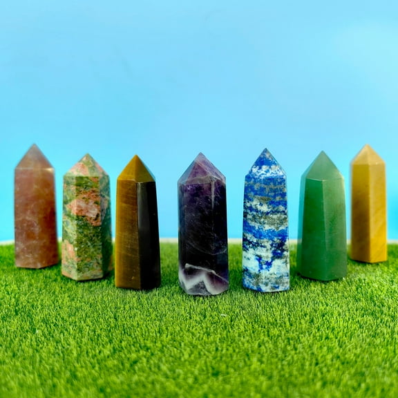 Natural Healing Quartz Crystal Tower 6 Faceted Single Point Chakra Crystal Obelisk Wand Energy Meditation Stone Home Decor Collection Gift