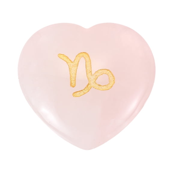 Natural Heart Shaped Crystal Stone, 1.2" Love Worry Stone with Constellation Patterns, Pocket Rock Anxiety Crystals for Women Stress Gifts Meditation, Pink(Capricorn)