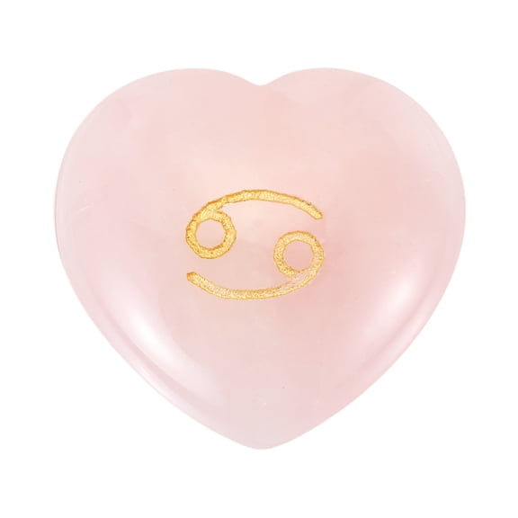 Natural Heart Shaped Crystal Stone, 1.2" Love Worry Stone with Constellation Patterns, Pocket Rock Anxiety Crystals for Women Stress Gifts Meditation, Pink(Moonchild)