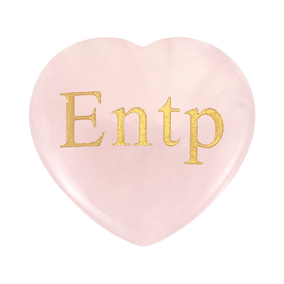 Natural Heart Shaped Crystal Stone, 1.2" Love Worry Stone with Personality Words, Pocket Rock Anxiety Crystals for Women Stress Gifts Meditation, Pink(Entp)