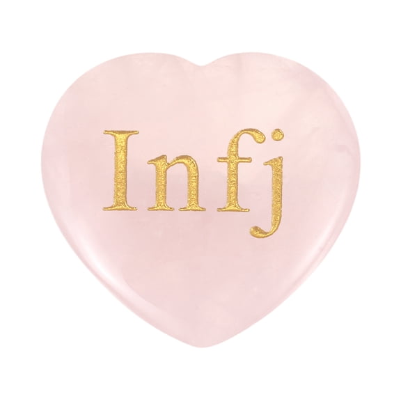 Natural Heart Shaped Crystal Stone, 1.2" Love Worry Stone with Personality Words, Pocket Rock Anxiety Crystals for Women Stress Gifts Meditation, Pink(Infj)
