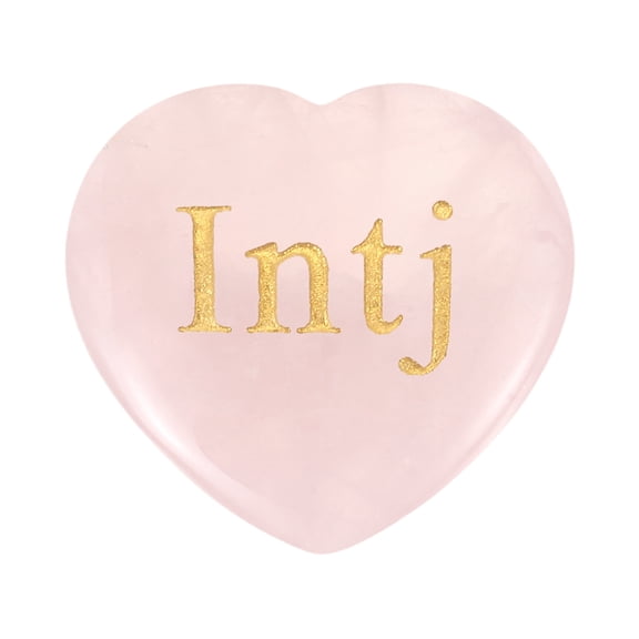 Natural Heart Shaped Crystal Stone, 1.2" Love Worry Stone with Personality Words, Pocket Rock Anxiety Crystals for Women Stress Gifts Meditation, Pink(Intj)