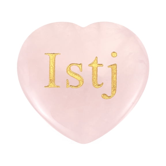 Natural Heart Shaped Crystal Stone, 1.2" Love Worry Stone with Personality Words, Pocket Rock Anxiety Crystals for Women Stress Gifts Meditation, Pink(Istj)
