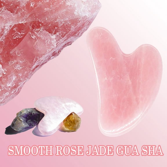 Natural Heart-shaped Rose Quartz Gua Sha Tool, Facial Contour Scraping Board for Lifting Firming Anti-Puffiness, SPA Physiotherapy Skin Care Massager, Gentle Crystal Face Massage Scraping Plate