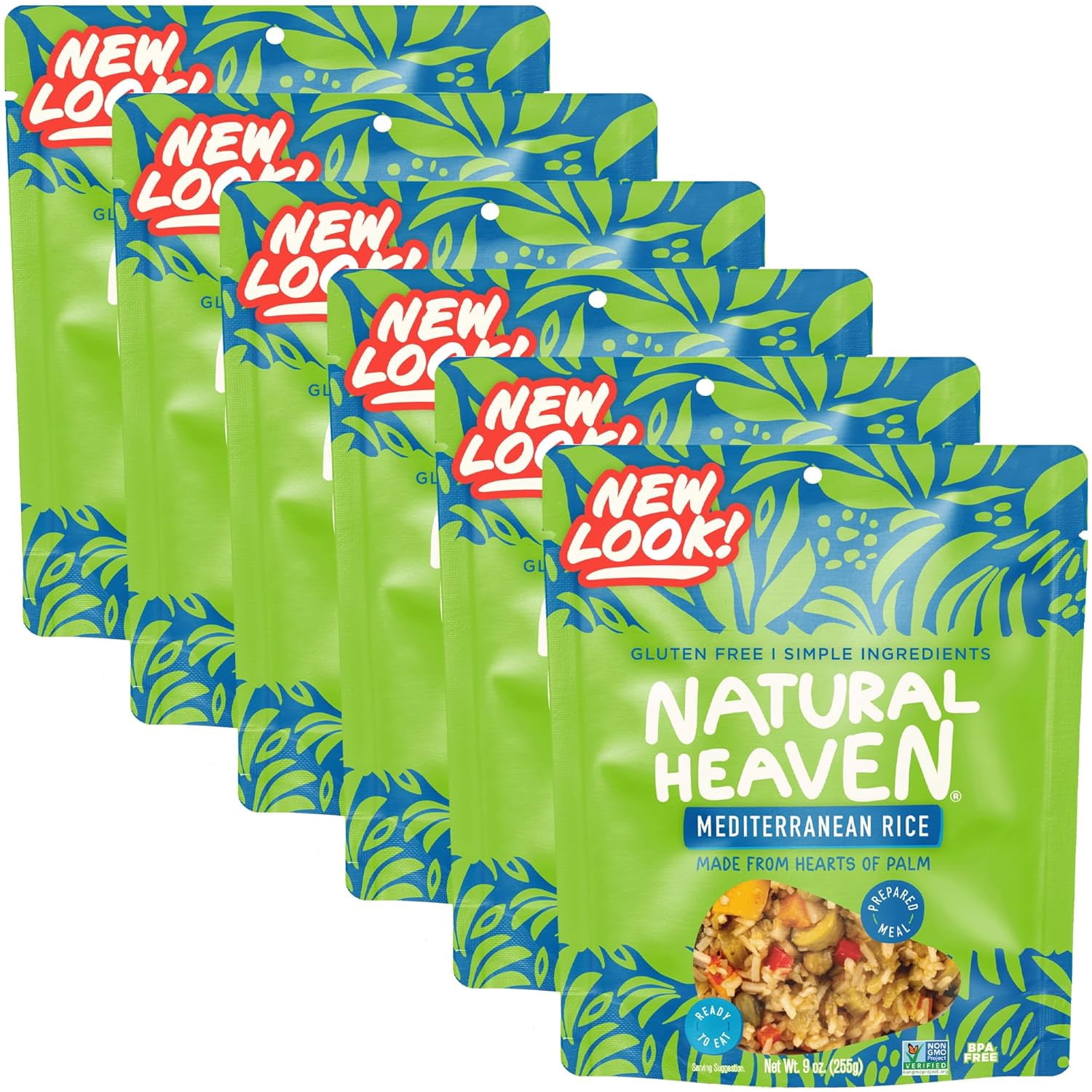 Natural Heaven Hearts of Palm Ready Meals Mediterranean Flavor, Low Calorie Prepared Food, Keto Meal Ready to Eat, Low Carb Quick Meals, Gluten Free, Vegan Healthy Microwave Meals (Pack of 6-9 Oz Ea)