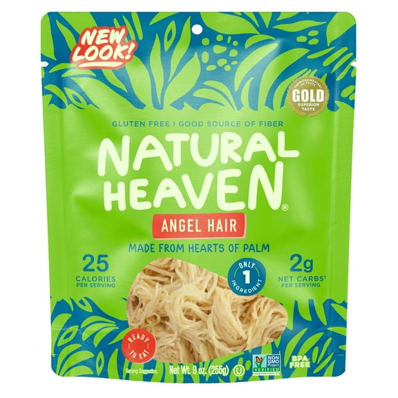 Natural Heaven - Hearts Of Palm Angel Hair - 6 count, 54oz (255g) each - Low Carb, Gluten-Free & Good Source of Fiber