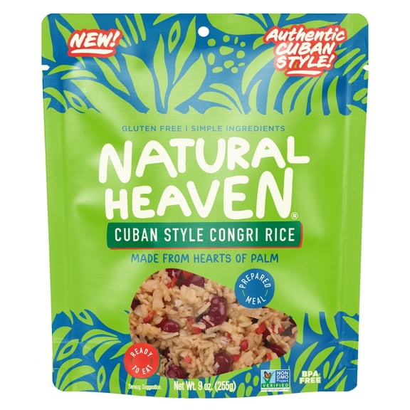 Natural Heaven Hearts of Palm Cuban Style Congri Rice - Pack of 6, 54oz (255g) each - Low Fat, Gluten-Free & No added Sugar