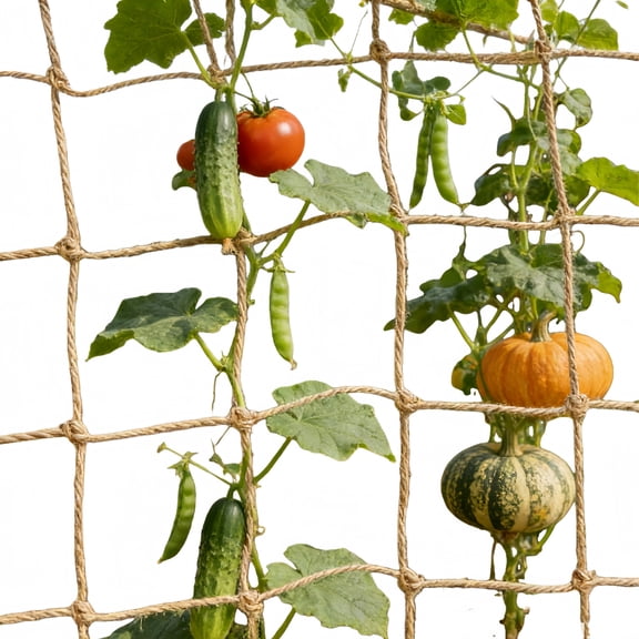 Natural Heavy Duty Jute Trellis Netting, Bexikou Garden Plant Support Net for Climbing Vine Plants, Cucumber, Fruits & Vegetables, Outdoor Garden Use (5.6 Ft x 8 Ft)