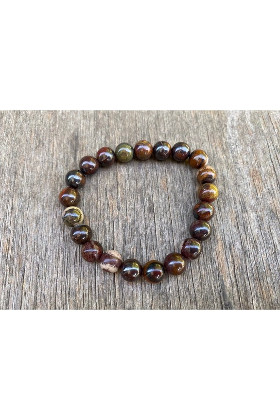 Natural Hematite & Red Jasper 8mm Round Shape Smooth Cut Beads Stretchable Bracelet for Men & Women.