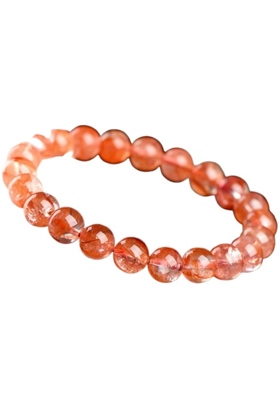 Natural Hematoid Quartz 8mm Round Shape Smooth Cut Beads Stretchable Bracelet For Men & Women. Unisex Bracelet