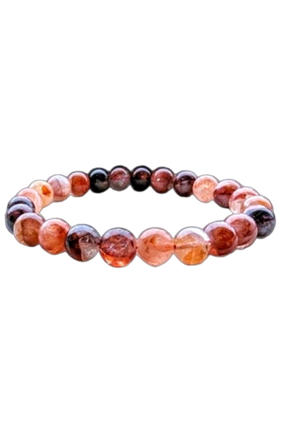 Natural Hematoid Quartz 8mm Round Shape Smooth Cut Beads Stretchable Bracelet For Men & Women. Unisex Bracelet