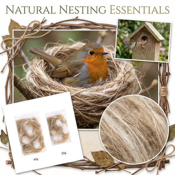 Natural Hemp Fiber Bird Nesting Material Soft Breeding Bedding for Cage and Aviary Supply to Support Natural Nesting Behaviors, 2 Oz