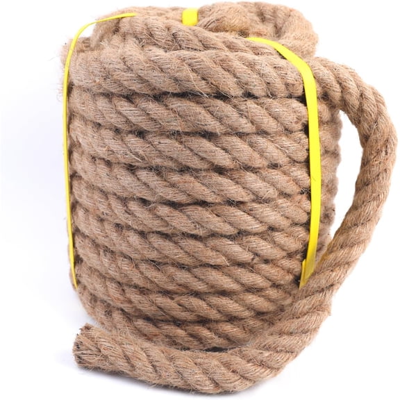 Natural Hemp Rope 1 Inch x 50 Feet - Twisted Manila Jute Rope for Crafts, Porch Swings, Decor, Railings, Landscaping - Heavy-Duty Ultra-Durable (Brown, 50 FT)