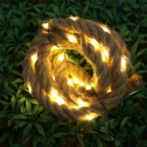 Natural Hemp Rope Lights, Brown Rope Super Bright String Fairy lamp, Outdoor LED String Lights Waterproof Hemp Rope Lights, Suitable for arbors, Columns, Trees, Fences (64.17")