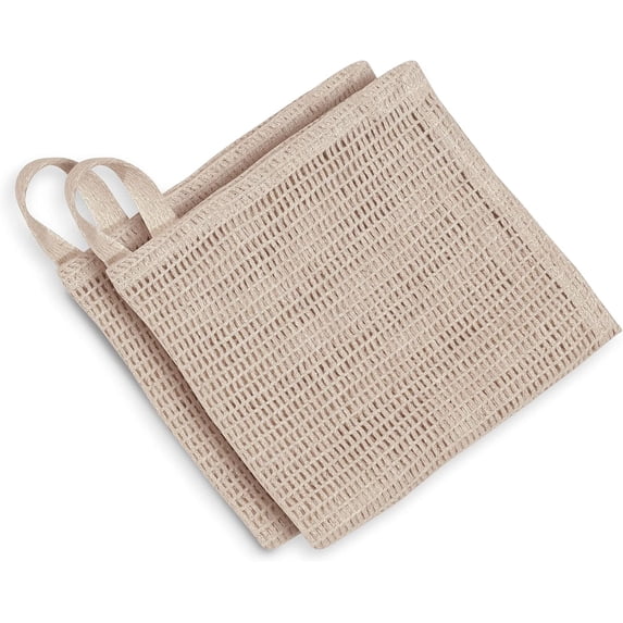 Natural Hemp Washcloth - Loose Weave Design for Effective Cleaning - 10” x 12”, 2 Pack