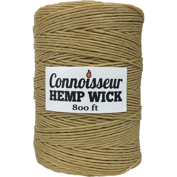 Natural Hemp Wick Spool (800 FT) Natural Beeswax Coating | Slow Burn, Long-Lasting Refill | DIY Tea Lights, Candle Making, Tapers | Standard Dispenser Use | 1.0mm