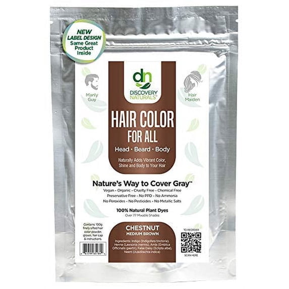 Brown Henna Hair Color For All Kit | 100% All Natural Indigo Powder Hair Dye & Beard Dye (Chestnut Medium Brown) Organic, Herbal & Vegan Chemical & Cruelty Free Permanent Gray Coverage & Tinting