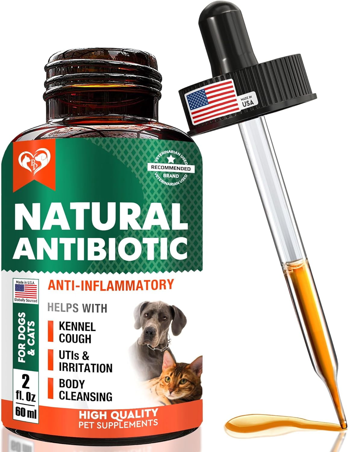 Natural Herbal Antibiotics for Cats and Dogs Kennel Cough Relief & Urinary Tract Support