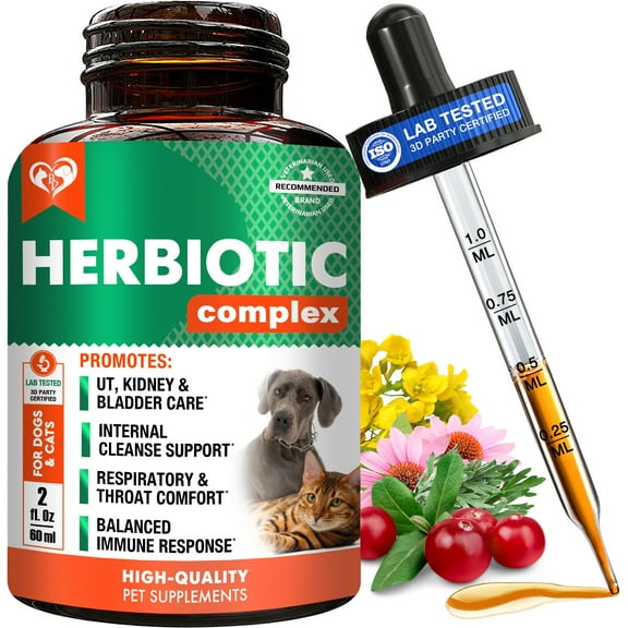 Natural Herbiotic Complex for Dogs & Cats  Supports Respiratory Comfort, Urinary Tract Health & Immune System
