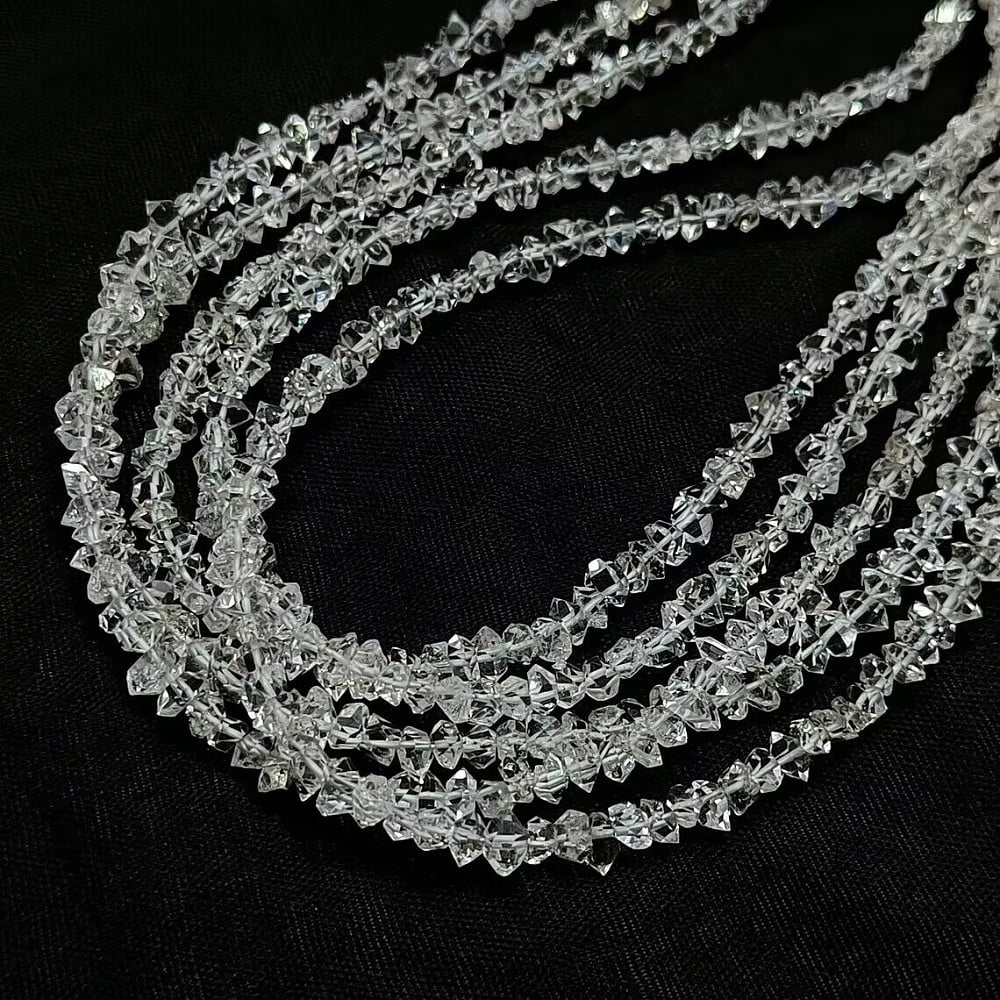 Natural Herkimer Diamond Beads Strands Chip Faceted Chip 3.5~4x1.5~2mm Hole: 0.3mm 228pcs/strand 16 inch