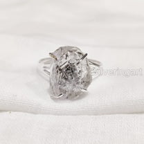 Natural Herkimer Diamond Ring, Rough Herkimer Diamond Ring, Birthstone, Boho Band, 925 Sterling Silver, Womens Ring, Christmas, Thanksgiving, Handmade, Statement Jewelry, Rough Gemstone Jewelry