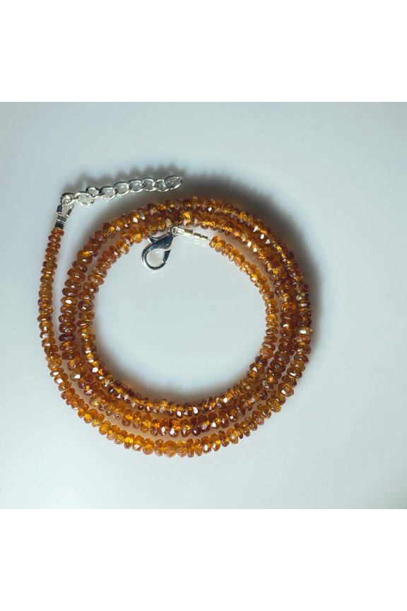 Natural Hessonite Beaded Necklace: AAA Faceted Gemstone (14-26 Inch)