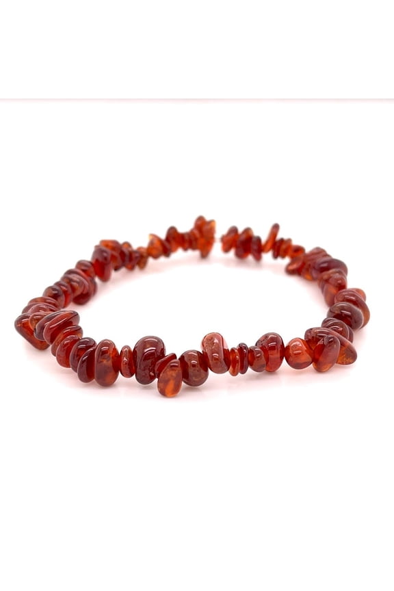Natural Hessonite Garnet 5-8mm Nugget Chips Shape Smooth Cut Beads Stretchable Bracelet for Men & Women.