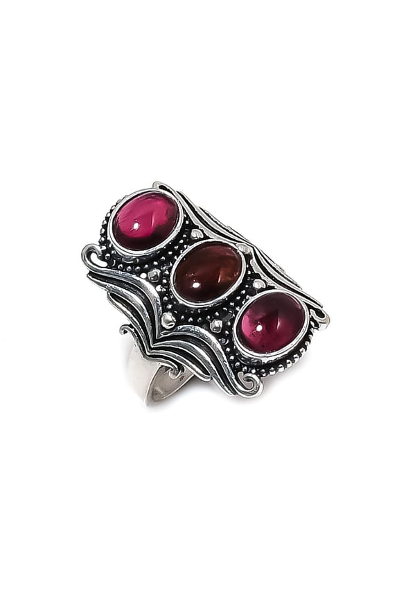 Natural Hessonite Garnet Gemstone 925 Sterling Silver Jewelry Ring Size 9