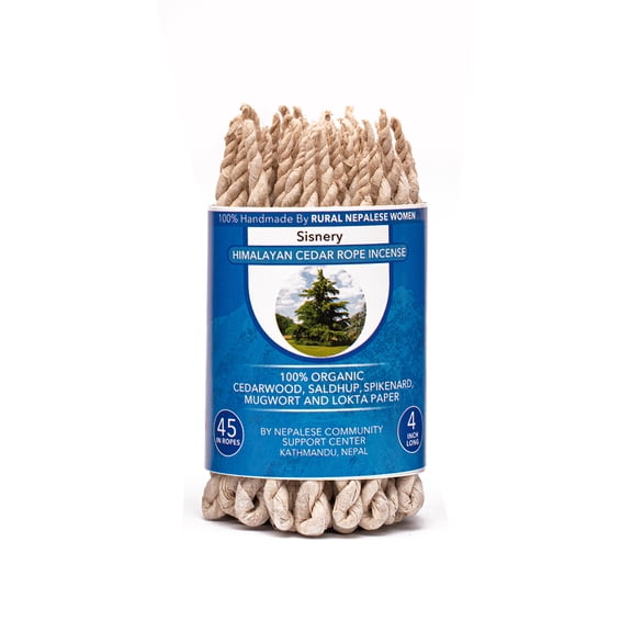 Natural Himalayan Cedar Rope Incense 1 Pack Handmade Natural Aromatic Incense (45 Ropes in Bundle, 4 Inches Long Each Rope)