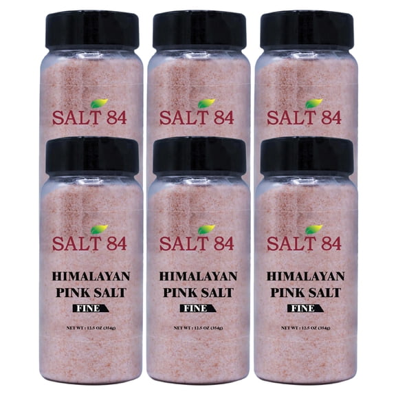 Natural Himalayan Pink Salt 12.49 oz Each, Fine Grain Shaker, Natural Seasoning Salt, (6 Count)