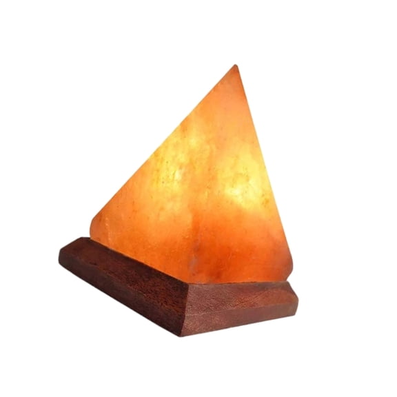 Natural Himalayan Salt Rock Lamp With Wood Base Auto Shade With Auto Fading Multi Shade Wood