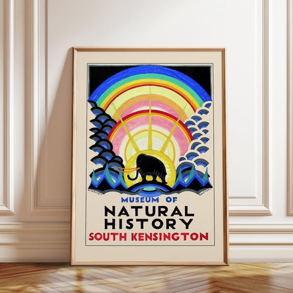 Natural History Museum London Art Deco Vintage Travel Architecture Sign