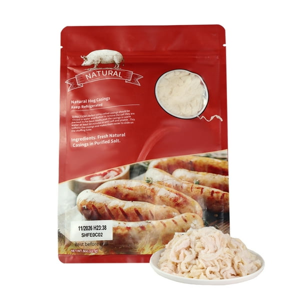 Natural Hog Casings for Sausage Making – 1.6"Diameter, Stuff 35 lbs Meat – Bratwurst, Chorizo, Italian Sausage, Hot Dogs