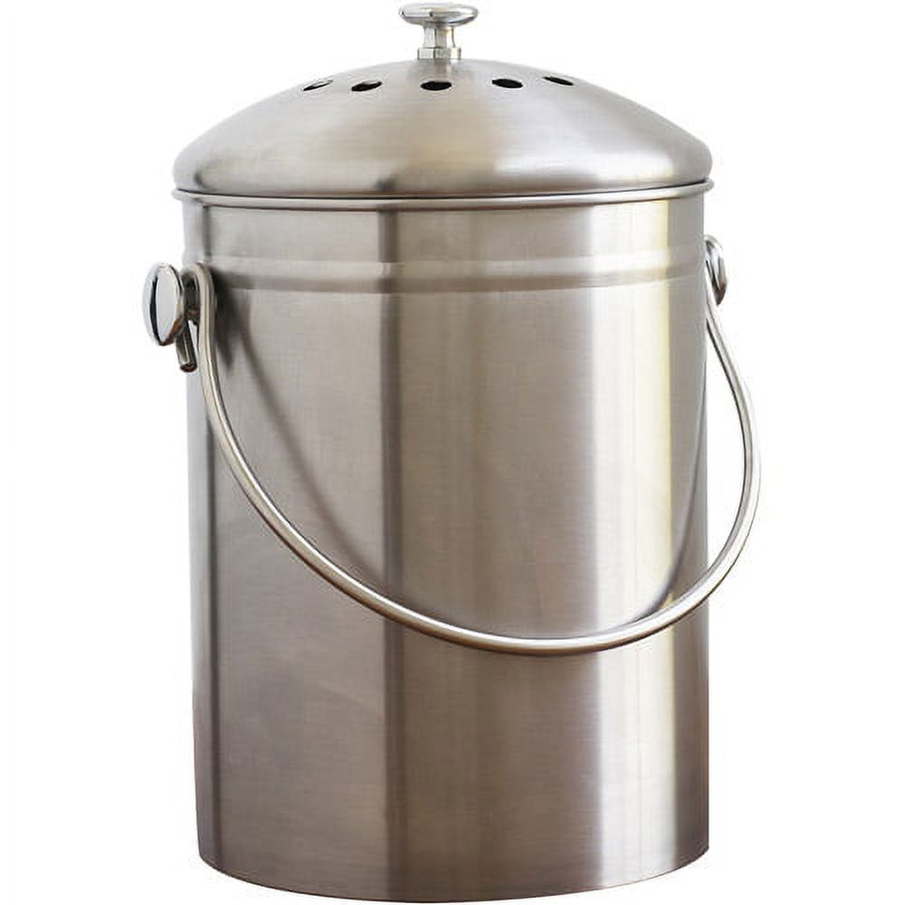 Natural Home 1.3 Gal. Stainless Steel Compost Bin - Silver - image 1 of 6