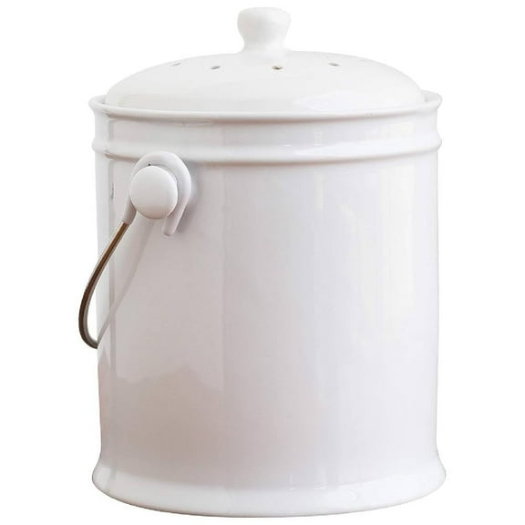 Natural Home 1 Gal. Ceramic Compost Bin - White